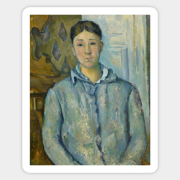 Madame Cezanne in Blue by Paul Cezanne Sticker by Classic Art Stall